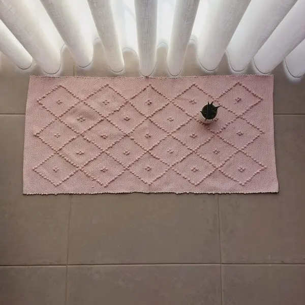 Small Light Pastel Pink Rug - 50x100cm - Knotted Rug