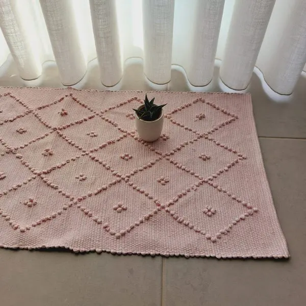 Small Light Pastel Pink Rug - 50x100cm - Knotted Rug