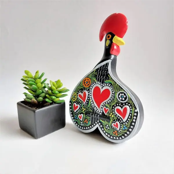 Ceramic Portuguese Guitar With Multicolor Rooster