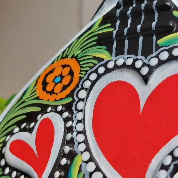 Ceramic Portuguese Guitar With Multicolor Rooster