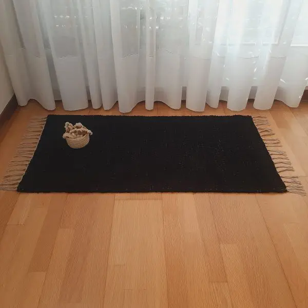 Medium Black Rug - 70x140cm - Ring Line Rug
