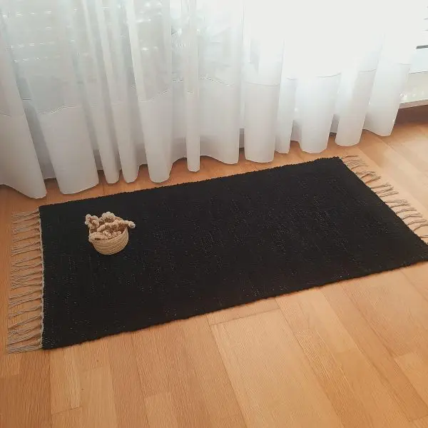 Medium Black Rug - 70x140cm - Ring Line Rug