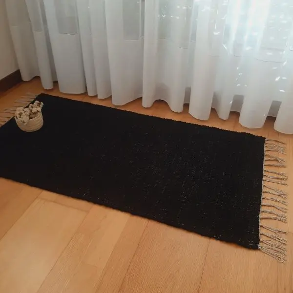 Medium Black Rug - 70x140cm - Ring Line Rug