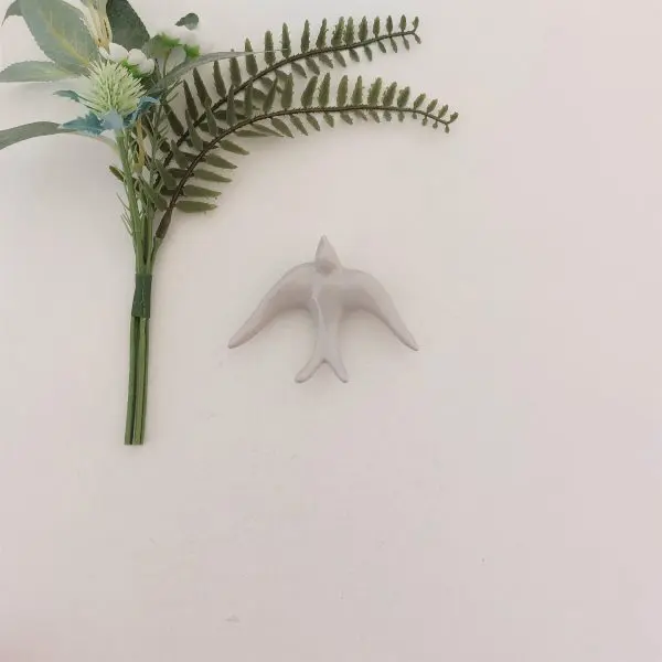 Glazed Light Grey Swallows Wall Hanging