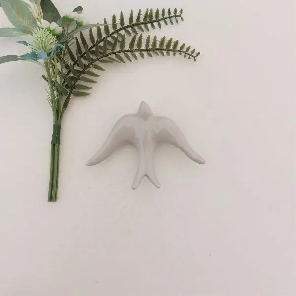 Glazed Light Grey Swallows Wall Hanging