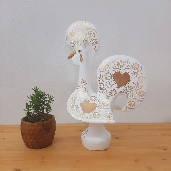 White and Gold Rooster - 50cm