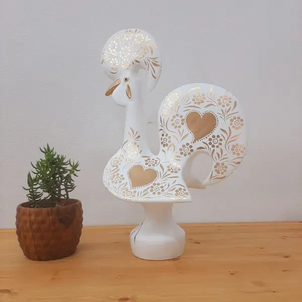 White and Gold Rooster - 50cm