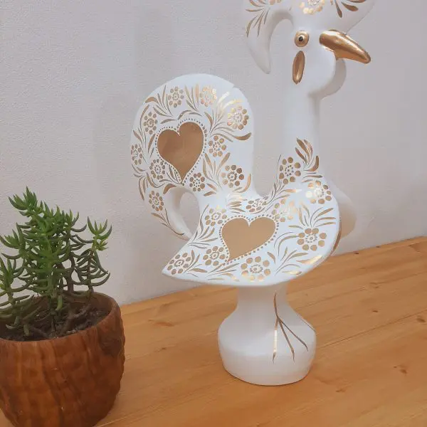 White and Gold Rooster - 50cm