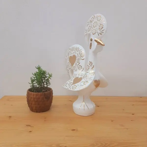 White and Gold Rooster - 50cm