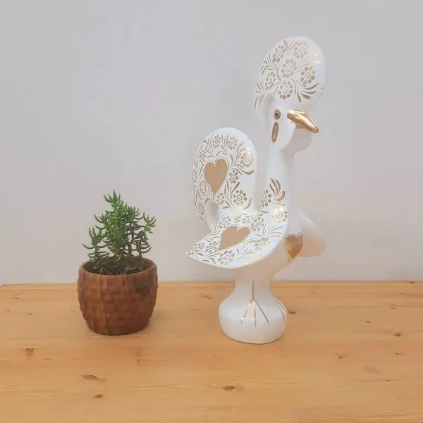 White and Gold Rooster - 50cm
