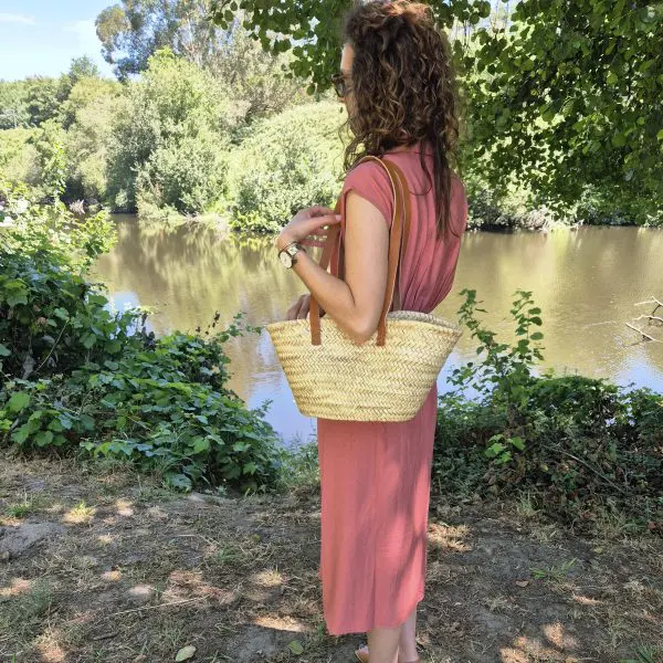 Small Tote Bag with Long Leather Handles