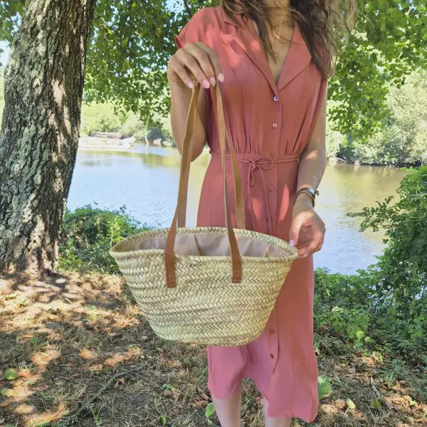 Small Tote Bag with Long Leather Handles