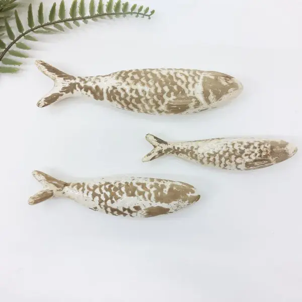 Glazed Cream Stone Sardines Wall Decor