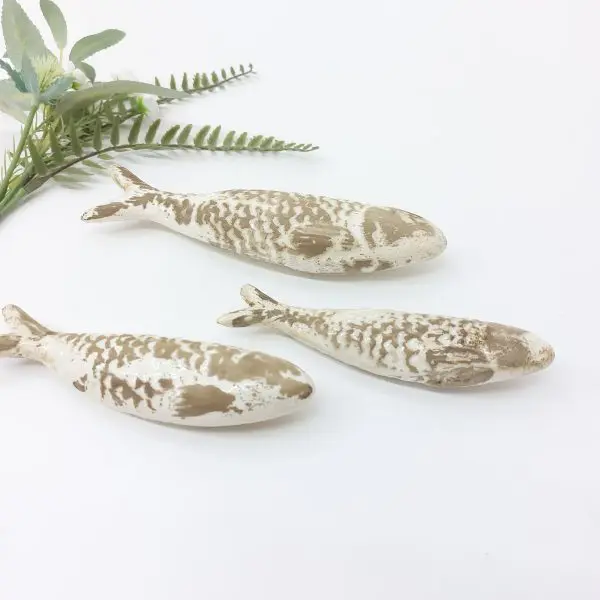 Glazed Cream Stone Sardines Wall Decor
