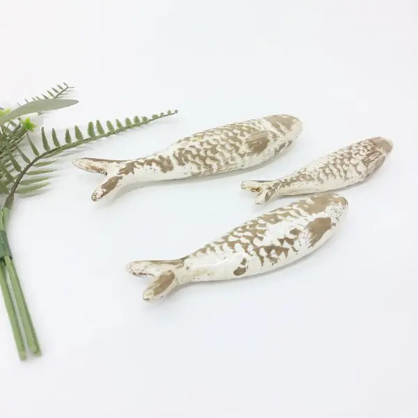 Glazed Cream Stone Sardines Wall Decor