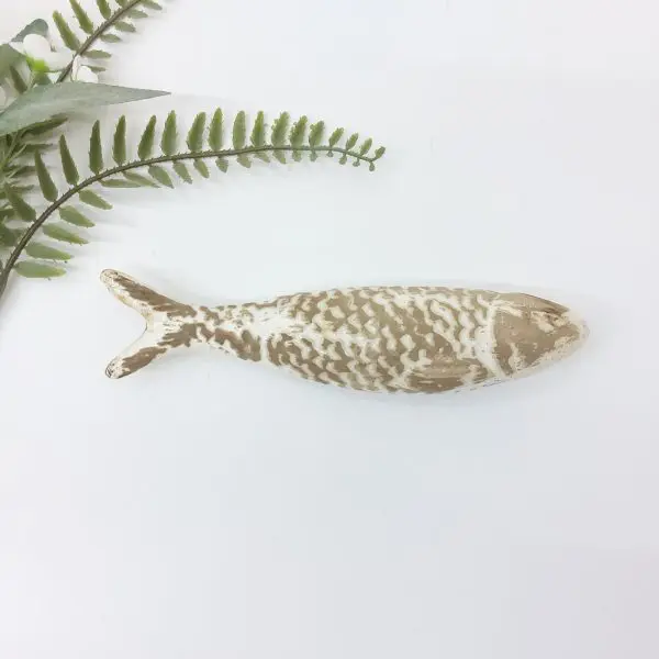 Glazed Cream Stone Sardines Wall Decor