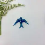 Glazed Petrol Blue Swallows Wall Hanging Decor