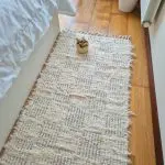 Medium Cream Checkered Rug - 70x140cm - Soft Rug