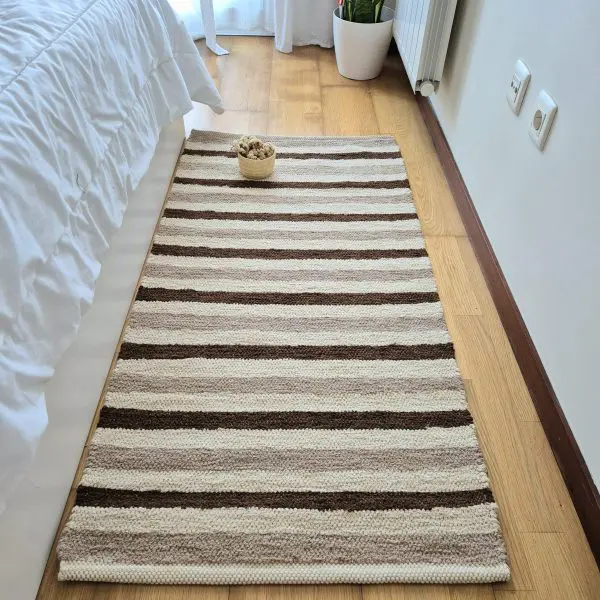 Medium Brown and Cream Rug - 70x140cm - Ring Line Rug