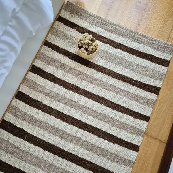 Medium Brown and Cream Rug - 70x140cm - Ring Line Rug