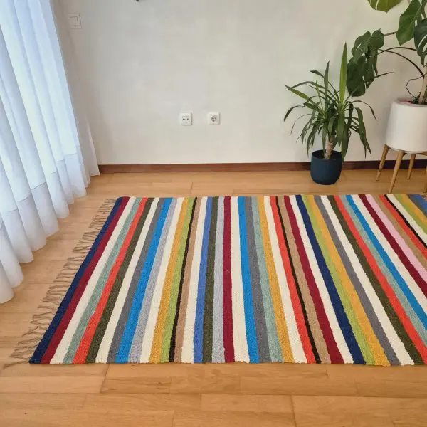 Large Multicolor Rug - 140x200cm - Ring Line Rug