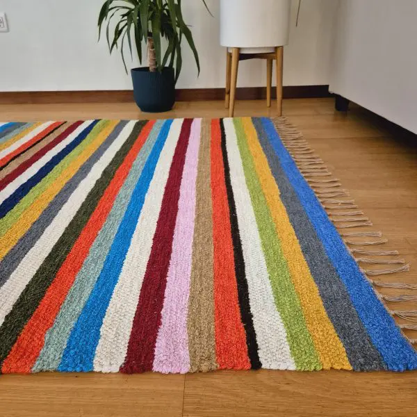 Large Multicolor Rug - 140x200cm - Ring Line Rug