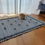 Small Black and White Striped Rug - 50x100cm - Knotted Rug