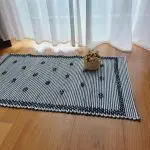 Small Black and White Striped Rug - 50x100cm - Knotted Rug