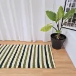 Medium Cream Green Rug - 70x140cm - Ring Line Rug