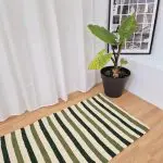 Medium Cream Green Rug - 70x140cm - Ring Line Rug