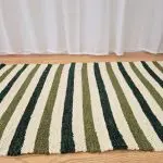 Medium Cream Green Rug - 70x140cm - Ring Line Rug