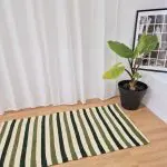 Medium Cream Green Rug - 70x140cm - Ring Line Rug