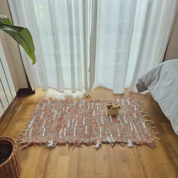 Small Orange Blue White Rug - 50x100cm - Soft Rug