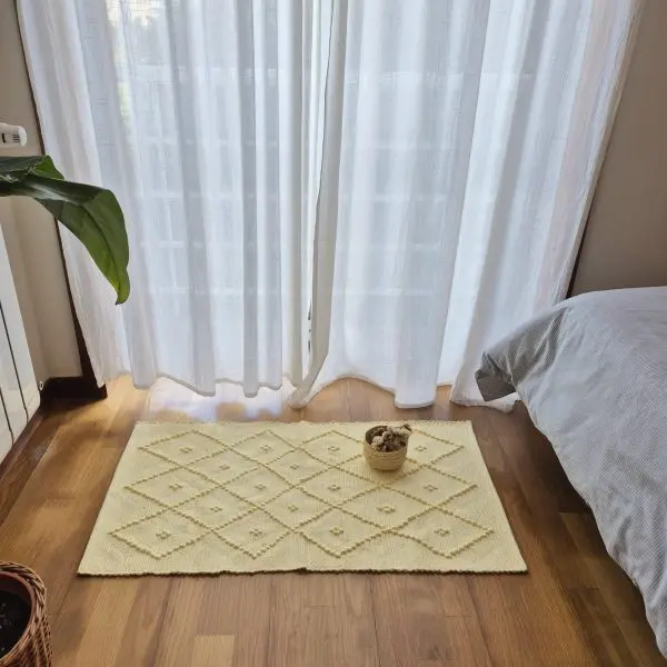 Small Soft Pastel Yellow Rug - 50x100cm - Knotted Rug