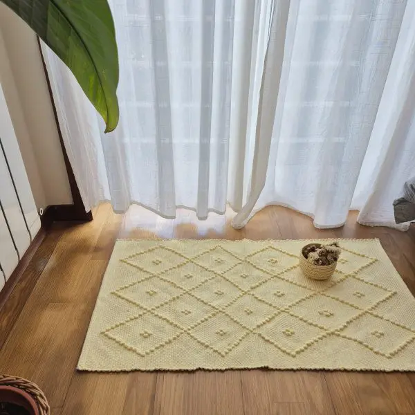 Small Soft Pastel Yellow Rug - 50x100cm - Knotted Rug
