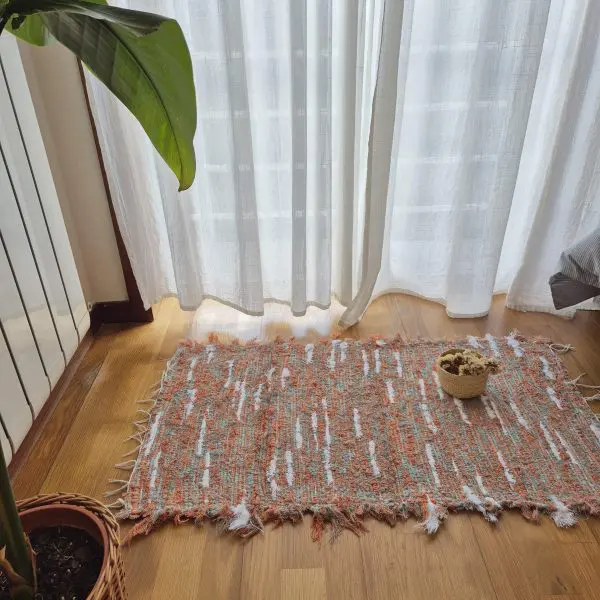 Small Orange Blue White Rug - 50x100cm - Soft Rug
