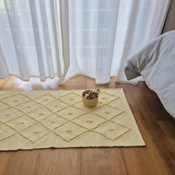 Small Soft Pastel Yellow Rug - 50x100cm - Knotted Rug