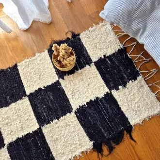 Small Checkered Rug Cream and Black