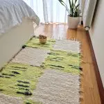 Medium Checkered Cream and Green Rug - 70x140cm - Soft Rug