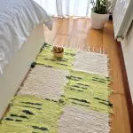 Medium Checkered Cream and Green Rug - 70x140cm - Soft Rug