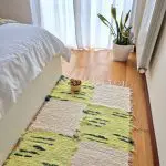 Medium Checkered Cream and Green Rug - 70x140cm - Soft Rug