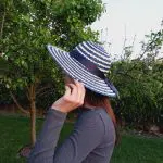 Straw Woman Hat Natural and Blue Straw