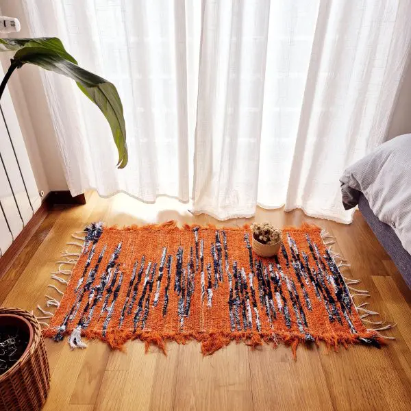 Small Orange Blue White Rug - 50x100cm - Soft Rug