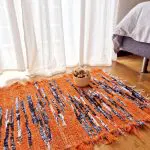 Small Orange Blue White Rug - 50x100cm - Soft Rug
