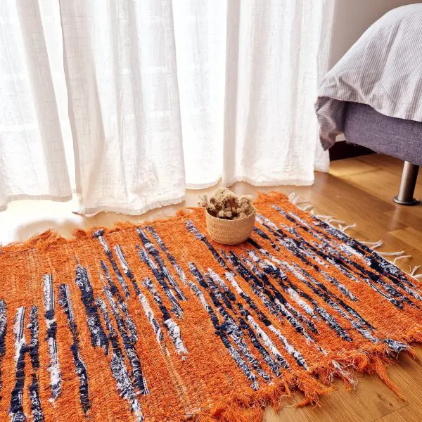 Small Orange Blue White Rug - 50x100cm - Soft Rug