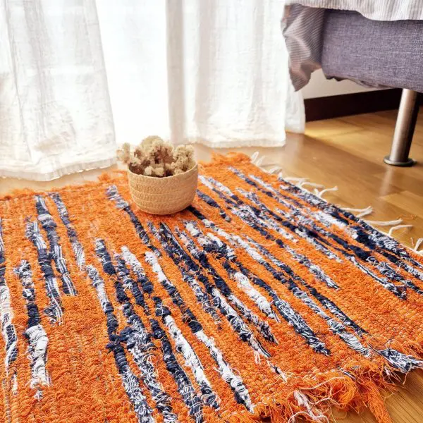 Small Orange Blue White Rug - 50x100cm - Soft Rug