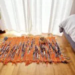 Small Orange Blue White Rug - 50x100cm - Soft Rug