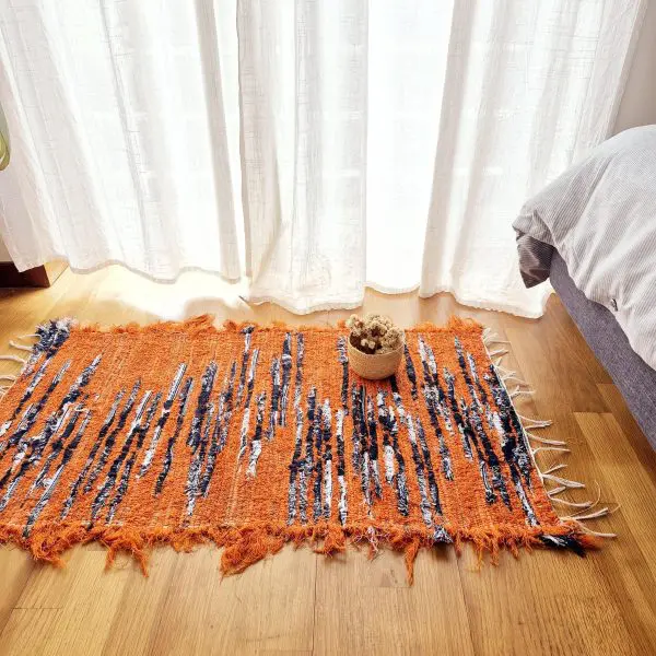 Small Orange Blue White Rug - 50x100cm - Soft Rug
