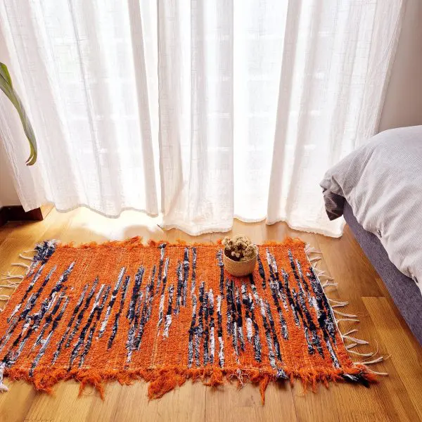 Small Orange Blue White Rug - 50x100cm - Soft Rug