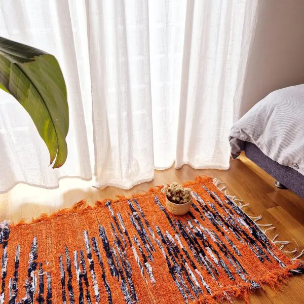 Small Orange Blue White Rug - 50x100cm - Soft Rug